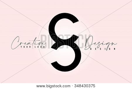 Cc Letter Design Icon Logo With Letters One On Top Of Each Other Vector Illustration.