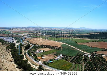 View Of The Countryside And River Guadalete, Arcos De La Frontera, Andalucia, Spain