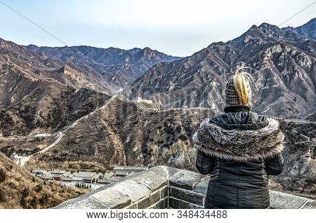 Buildings Of A Fragment Of The Great Chinese Wall In The Mountains Near Bejing