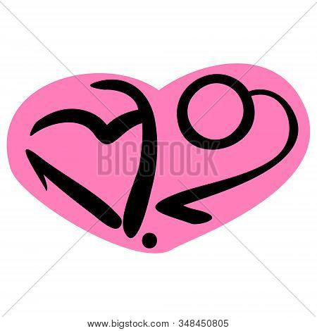 Valentines Day Lettering Creative Stickerst. Vector Hand Drawn Illustration Design.