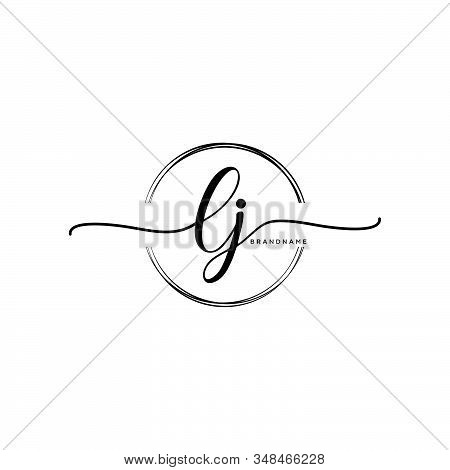 Lj Initial Handwriting Logo With Circle Template Vector.