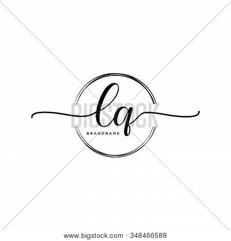 Lq Initial Handwriting Logo With Circle Template Vector.