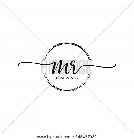 Mr Initial Handwriting Logo With Circle Template Vector.