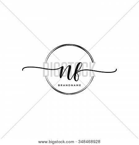 Nf Initial Handwriting Logo With Circle Template Vector.