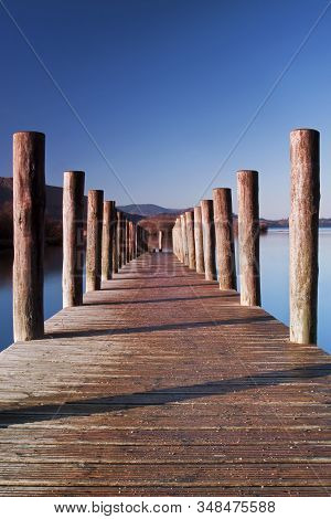 Lodore Landing Stage.  The Landing Stage Is Situated On The Southern Edge Of Derwentwater In The Eng