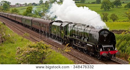 Lazonby, England - June 2: Preserved Steam Locomotive 46233 Duchess Of Sutherland Heads The Hadrian 