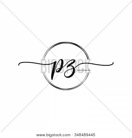 Pz Initial Handwriting Logo With Circle Template Vector.