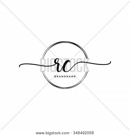 Rc Initial Handwriting Logo With Circle Template Vector.