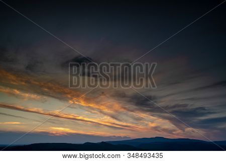 Sunset Over Ingleborough Is The Second-highest Mountain In The Yorkshire Dales. It Is One Of The Yor