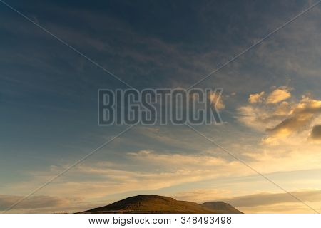 Sunset Over Ingleborough Is The Second-highest Mountain In The Yorkshire Dales. It Is One Of The Yor