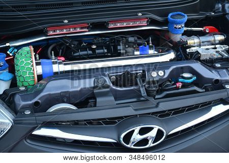 Pasay, Ph - Dec. 7: Hyundai I10 Compact Car Engine At Bumper To Bumper 15 Car Show On December 7, 20