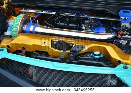Pasay, Ph - Dec. 7: Hyundai I10 Compact Car Engine At Bumper To Bumper 15 Car Show On December 7, 20