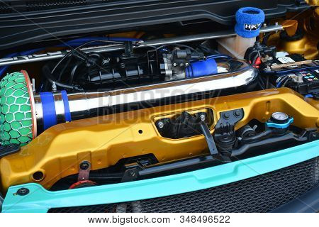 Pasay, Ph - Dec. 7: Hyundai I10 Compact Car Engine At Bumper To Bumper 15 Car Show On December 7, 20