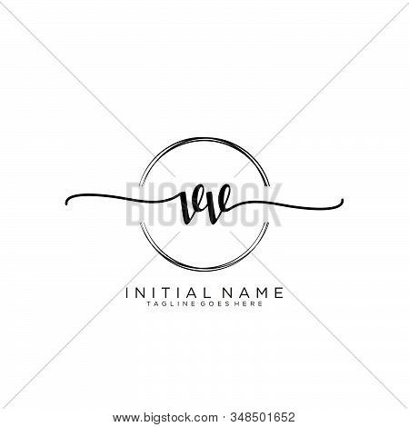 Vv Initial Handwriting Logo With Circle Template Vector.