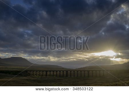 Sunset Over Iconic Yorkshire Landmark Ribblehead Viaduct