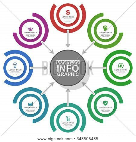 Business, Industrial And Technology Diagram, Flat Design Circular Infographic Template, Web Presenta