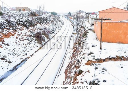 Snowy Train Tracks In The Town Of Barracas