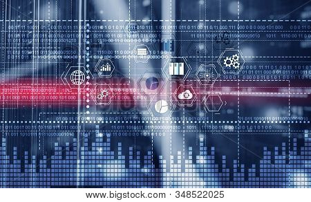Binary Code. Ict - Information And Telecommunication Technology And Iot - Internet Of Things Concept