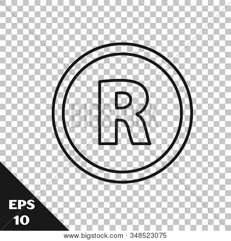 Black Line Registered Trademark Icon Isolated On Transparent Background. Vector Illustration