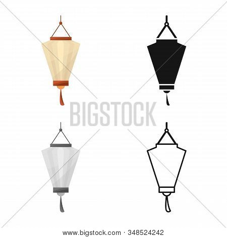 Vector Illustration Of Lantern And Paper Icon. Set Of Lantern And Ornament Stock Vector Illustration
