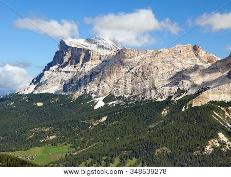 Kreuzkofel Gruppe, View Of Mount Heiligkreuzkofel And Zehnerspitze Or Cima Dieci, South Tirol, Dolom