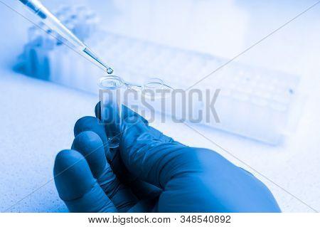 Synthesis Of New Vaccine Or Medicine Against Coronavirus. Clinical Laboratory In Process Of Chemical