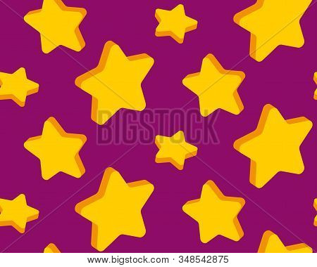 Set Shiny 3d Gold Stars. Vector Illustration. Seamless Pattern