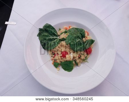 Couscous (aka Seksu Or Kuskus) Traditional Berber North African Steam Cooked Dish Of Durum Wheat Sem