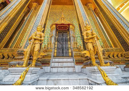 Temple Guardians Outside Phra Mondop, Temple Of The Emerald Buddha, Wat Phra Kaew, Grand Palace, Ban
