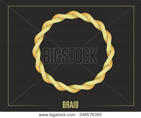 Vector Illustration, Circular Frame In Beige Shades, Braided.