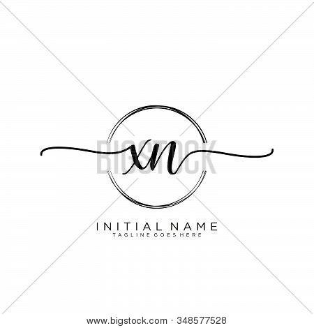 Xn Initial Handwriting Logo With Circle Template Vector.