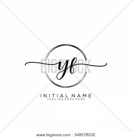 Yf Initial Handwriting Logo With Circle Template Vector.