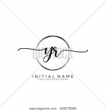 Yr Initial Handwriting Logo With Circle Template Vector.