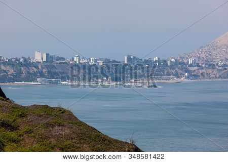 Miraflores, Lima, Peru - May 10, 2016: View Across The Bay From Miraflores To The District Of Choril