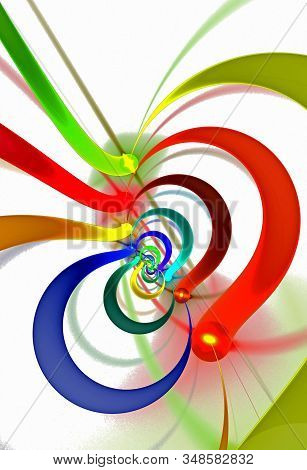 Abstract, Fractal, Computer-generated Image Of Multi-colored Geometric Shapes, Curves And Lines Rese