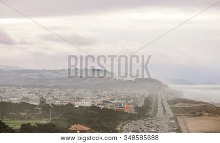 The View Of Ocean Beach And The Great Highway From Sutro Heights Park In San Francisco, California, 