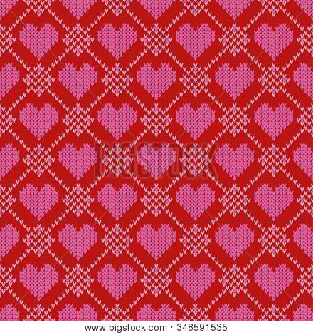 Seamless Pattern On The Theme Of Holiday Valentines Day With An Image Of The Norwegian And Fairisle 