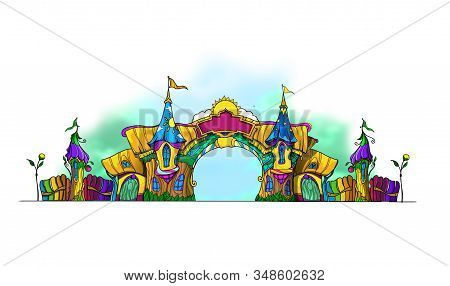 Fragment Of The Facade And Design Of The Entrance To The Park