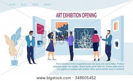Responsive Landing Page Template Advertising Art Exhibition Opening With Contemporary Artwork. Museu