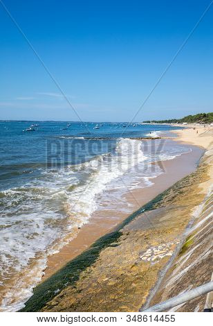 Boats Moored  In Archachon Bay, Gironde, France
