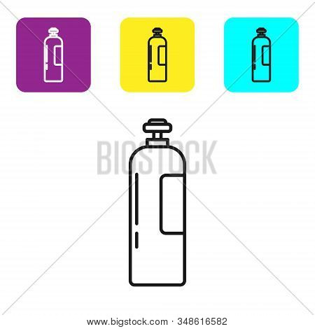 Black Line Industrial Gas Cylinder Tank For All Inert And Mixed Inert Gases Icon Isolated On White B