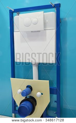 Built-in Toilet In House Bathroom Without Toilet Bowl. Built-in Toilet Fix And Installation.