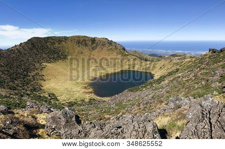 View To The Crater Of Hallasan Volcano. Jeju Island, South Korea
