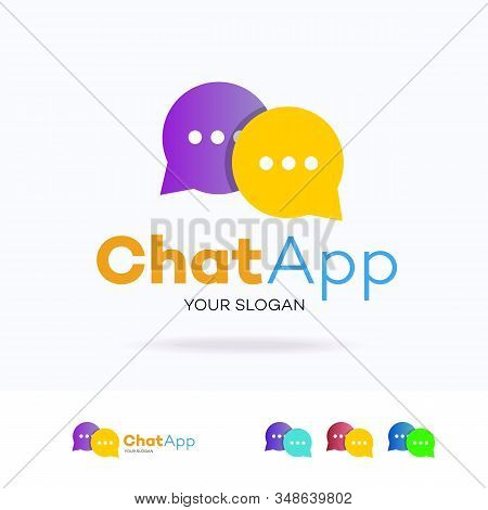 Chat Logotype Flat Style For Community, Chat Bot, Chatting Technology, Social Media, Support