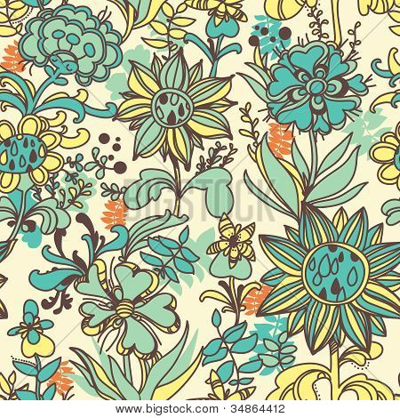 Floral Seamless Pattern, Vektor-Design