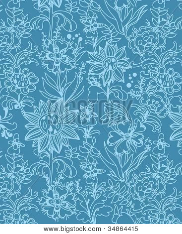 Blumen Hintergrund, Vektor-Entwurf. blaue Blumen