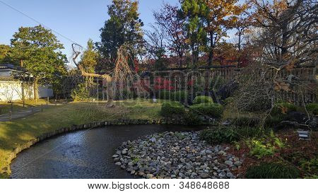 Koko-en Garden At Himeji Of Japan. Koko-en Is A Japanese Garden Located Next To Himeji Castle