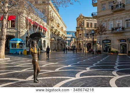 Baku, Azerbaijan 27 January 2020 - People Traveling In The Streets Of Baku.