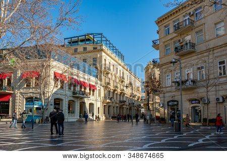 Baku, Azerbaijan 27 January 2020 - People Traveling In The Streets Of Baku.
