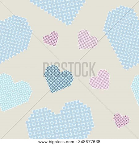 Seamless Pattern: Hearts (similar To Embroidery 